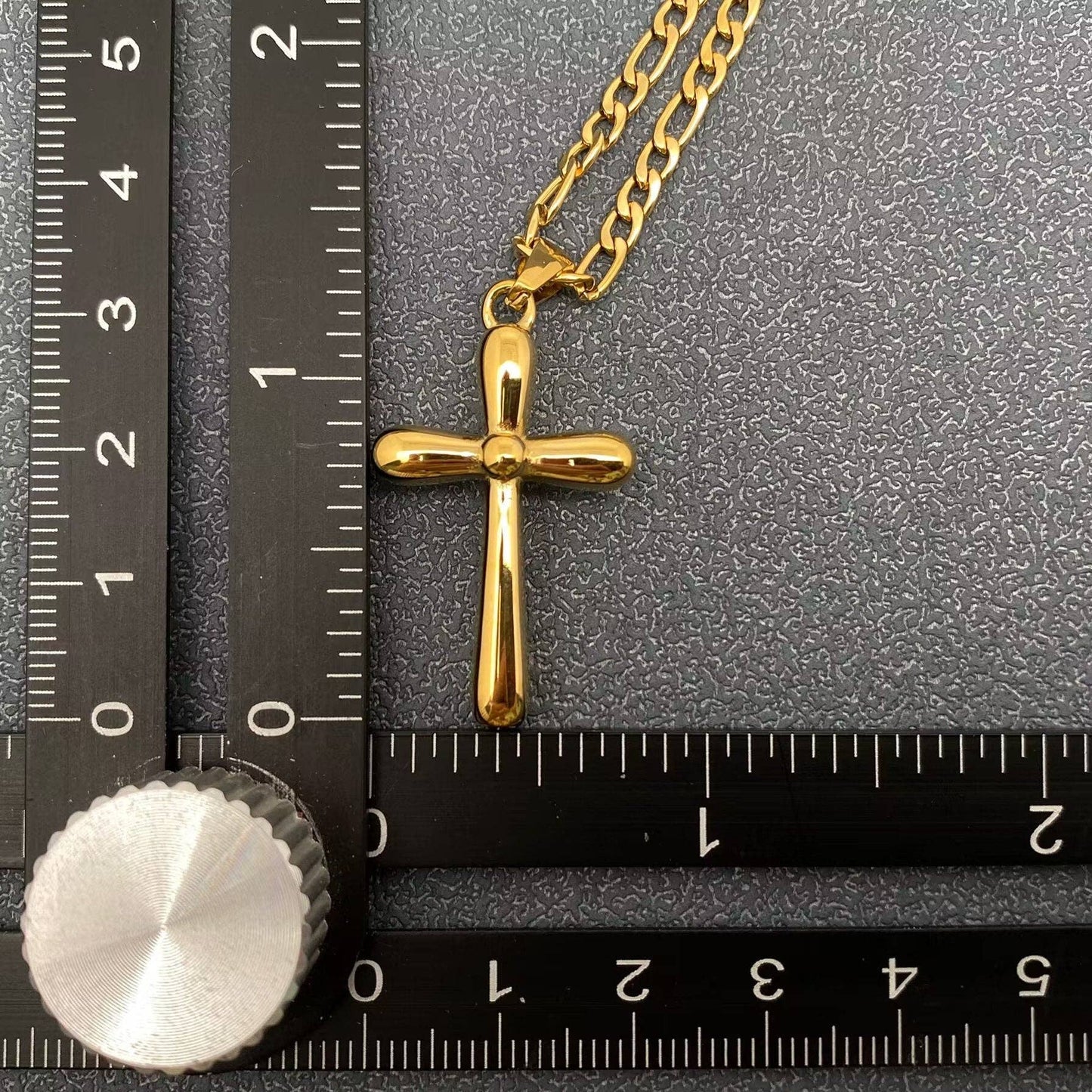 FGS - 18K Gold Plated SS Glossy Cross Charm Necklace
