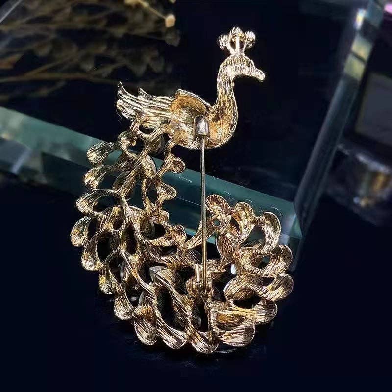 Peacock Rhinestone Brooch