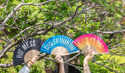 COOLER THAN YOU Hand Fan-Turquoise-16"W