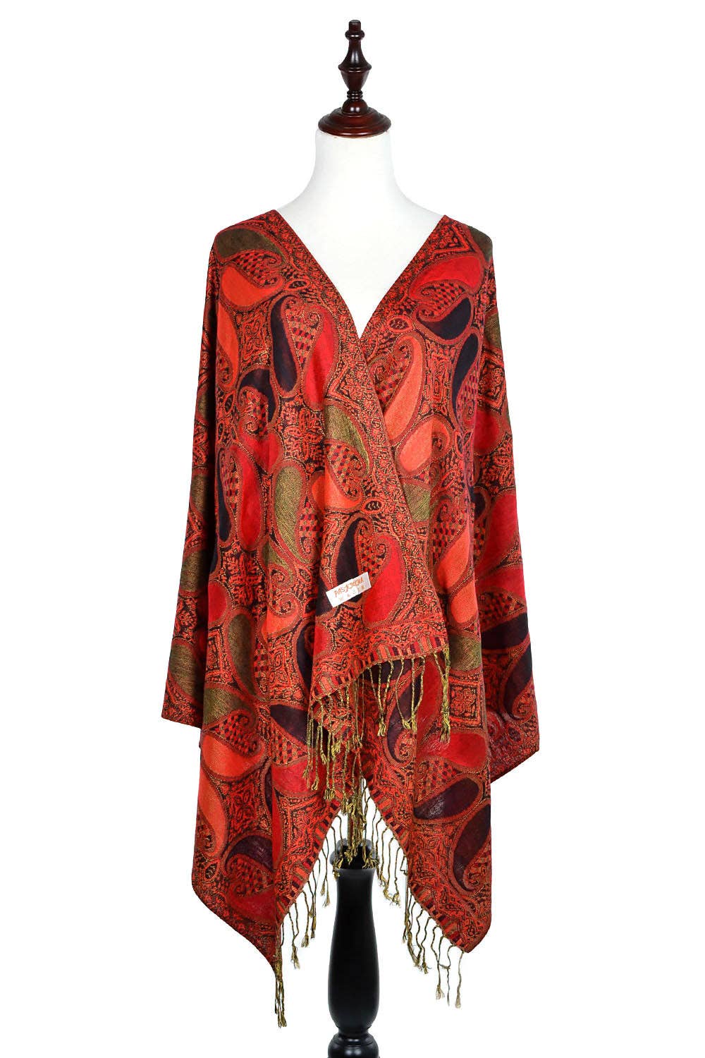 Paisley Print Pashmina Shawl Scarf - Red
