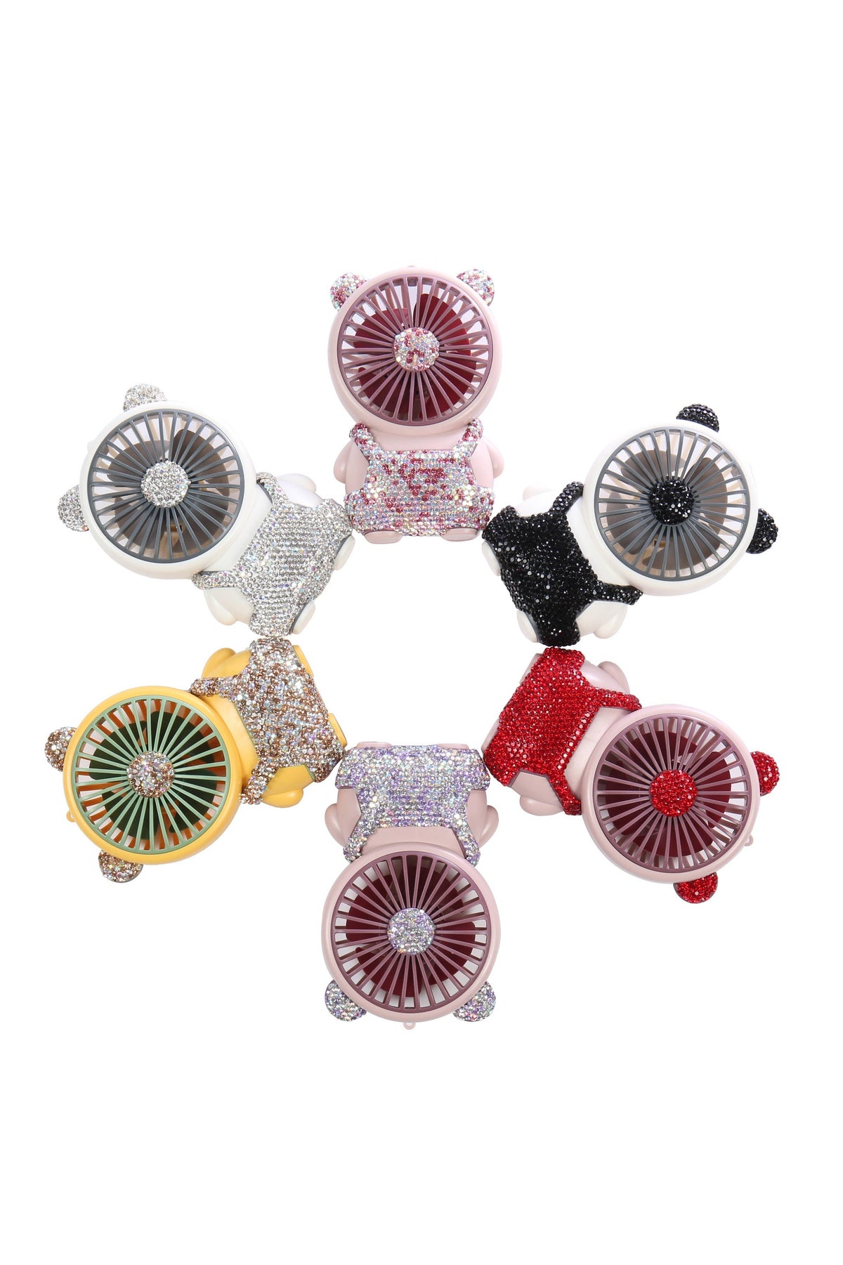 Ceramic Rhinestone Bear Fan