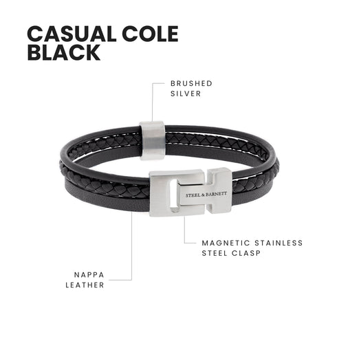 Leather Bracelet Casual Cole - Black