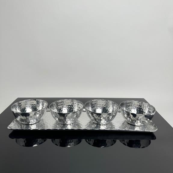 Hammered Tray with 4 Bowls - Clearance
