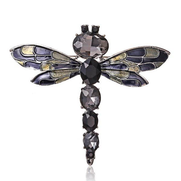 Alloy Rhinestone Dragonfly Brooch