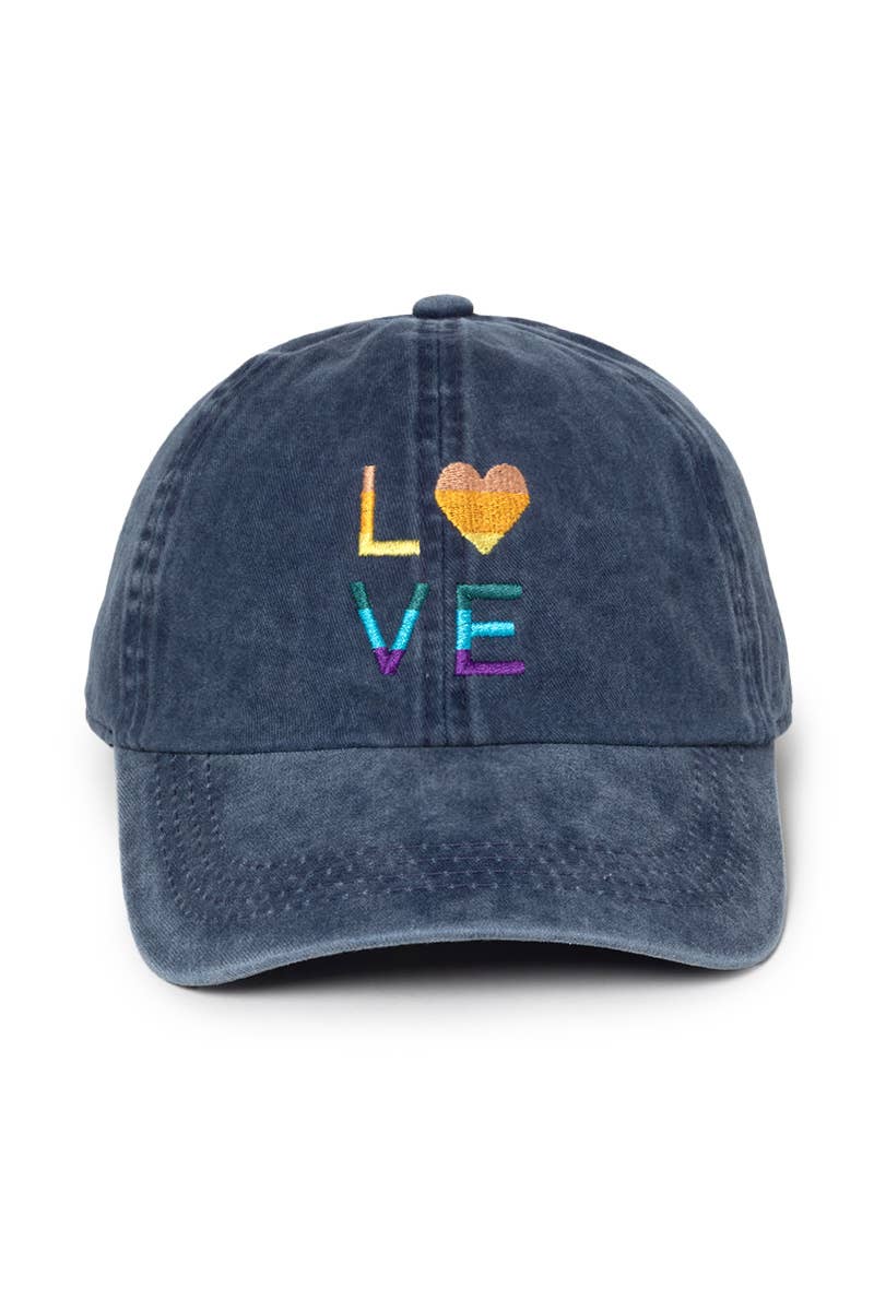 Multi Color Love Emb Cotton Baseball Cap.
