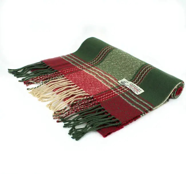 Army Green Plaid Cashmere Feel Scarf
