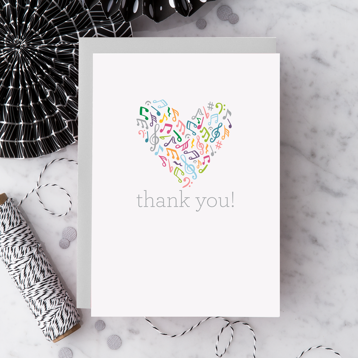 “Thank You Music Heart" Music-Inspired Greeting Card