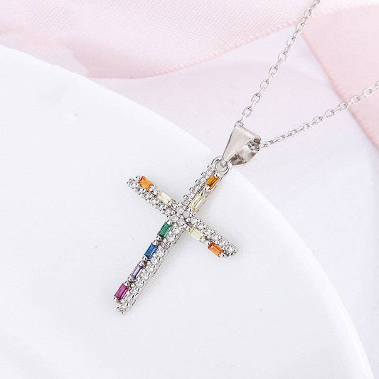 Rainbow Gemstone Cross