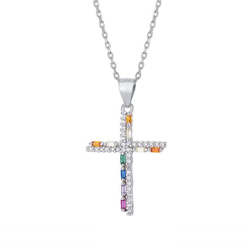 Rainbow Gemstone Cross