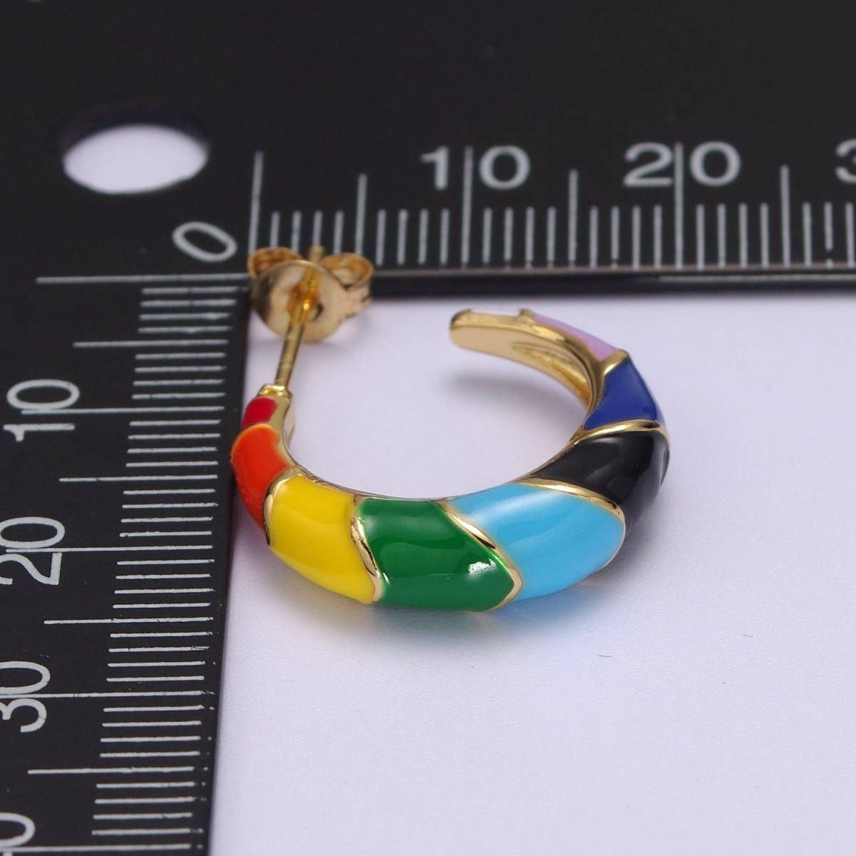 Gold Rainbow Hoop Earrings