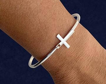 Silver Cross Bangle Bracelets