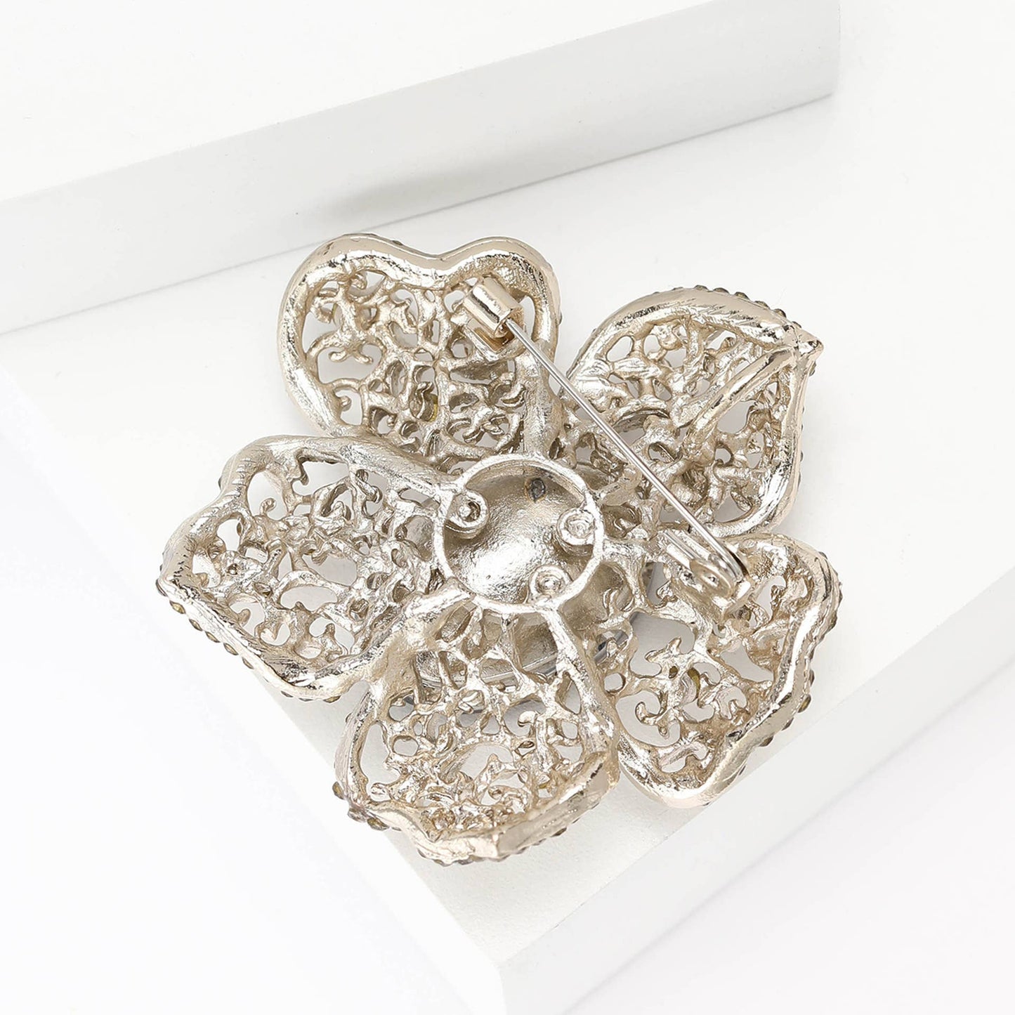 Rhinestone Flower Brooch Pin For Winter Coat