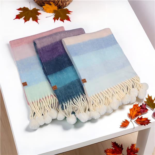 The Giving Project Striped Scarf With Poms