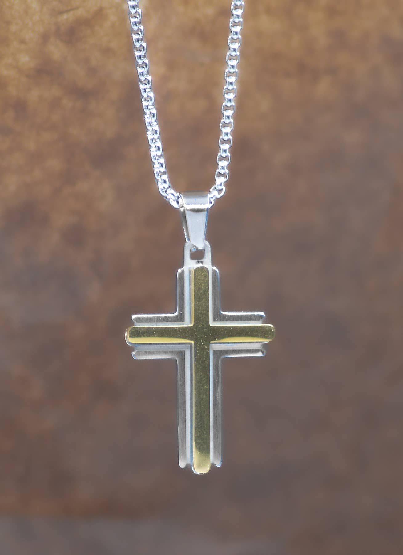 Silver/Gold Cross Shiny/Matte Necklace