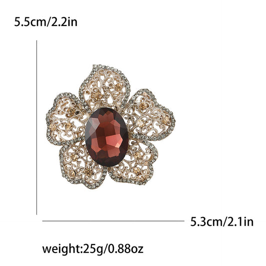 Rhinestone Flower Brooch Pin For Winter Coat