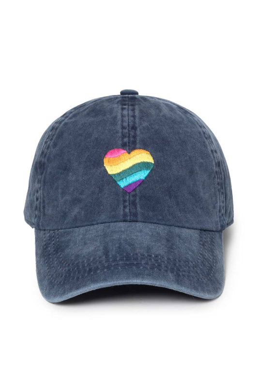 Wave Rainbow Heart Emb Cotton Baseball Cap