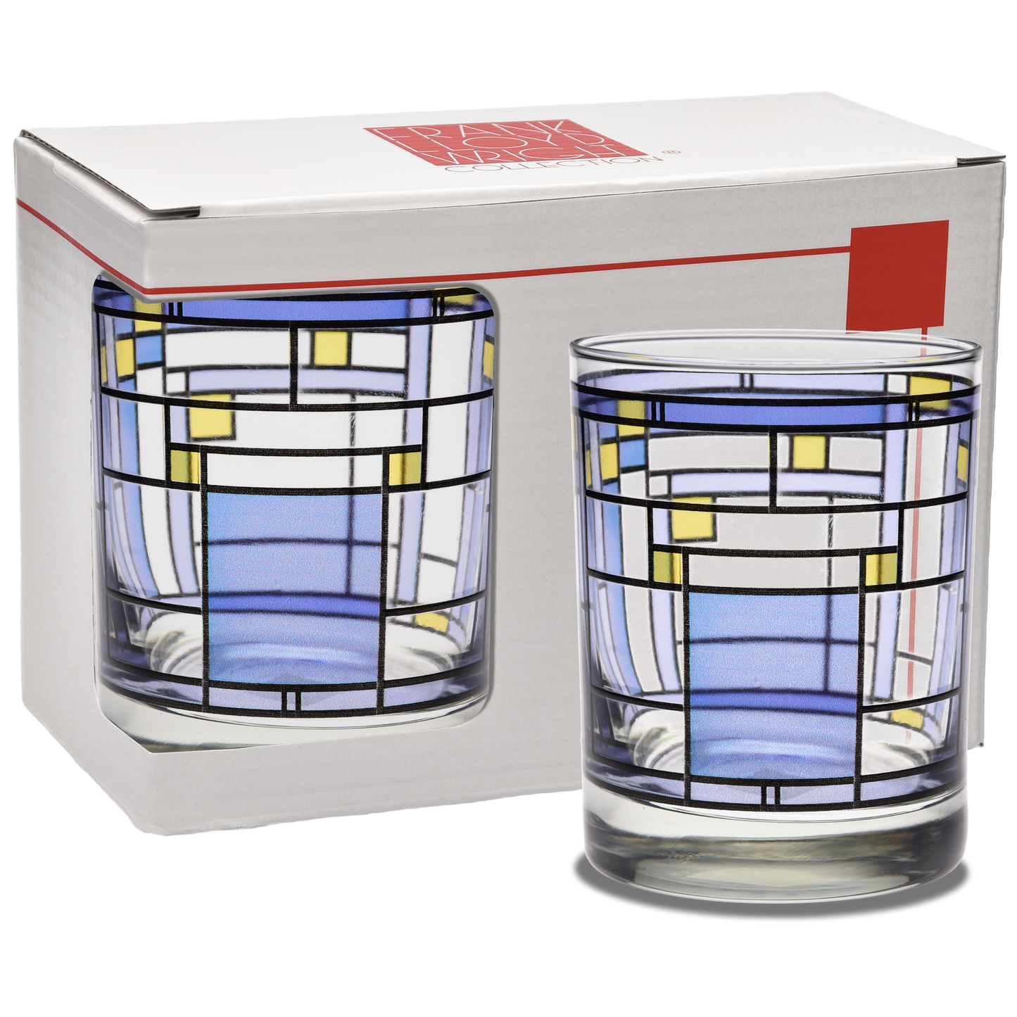 Frank Lloyd Wright Oak Park Blue S/2 Glasses