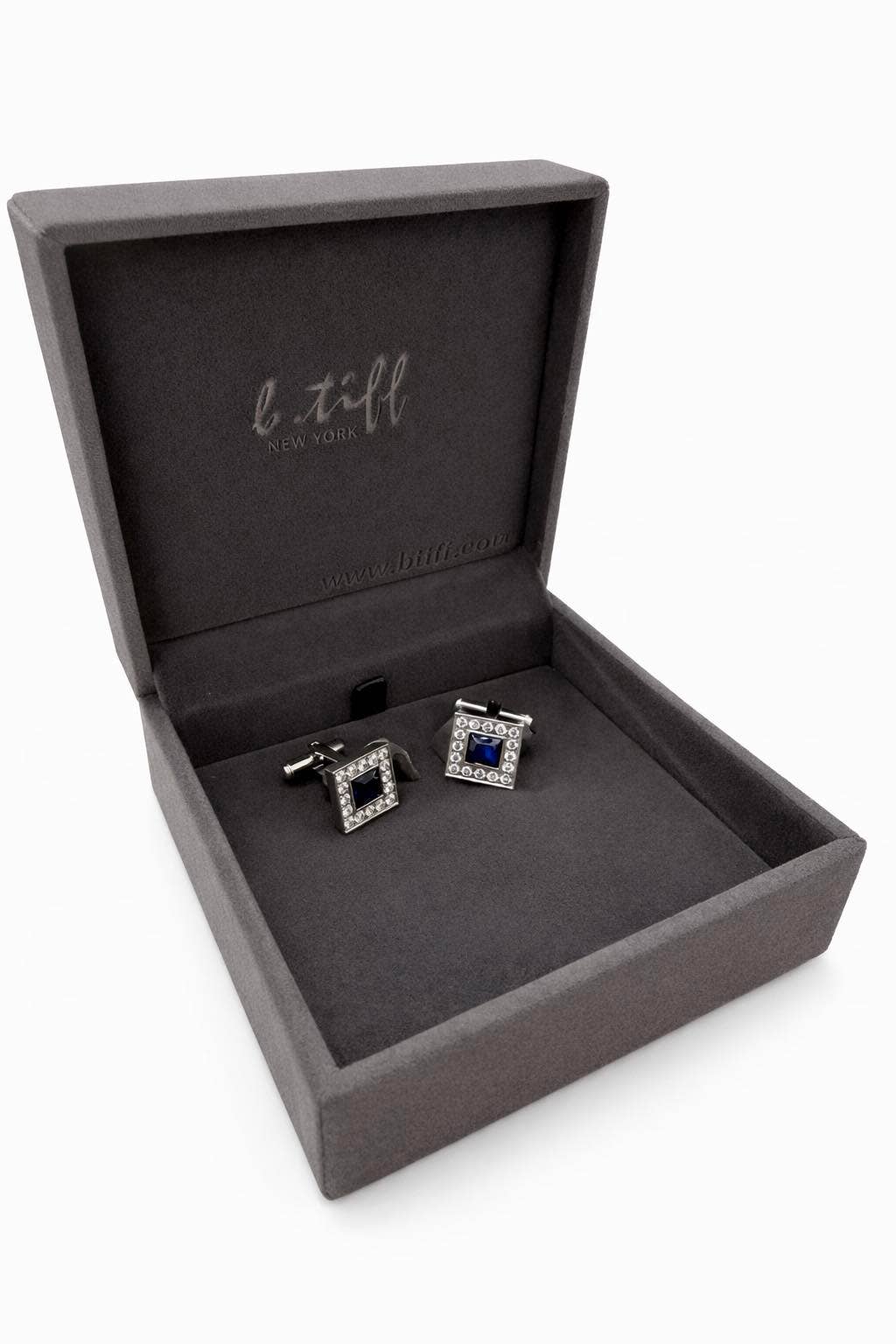 Pavé Blue Square Halo Cufflinks