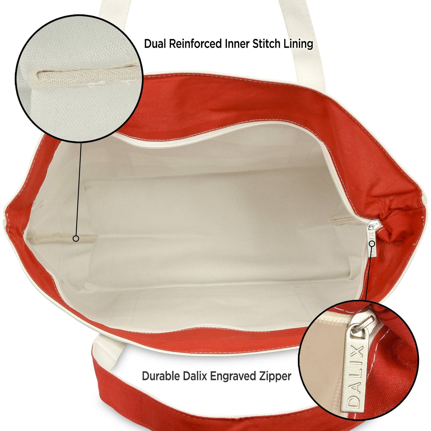 Dalix Love Big Heart Womens Embroidered Striped Tote Bag