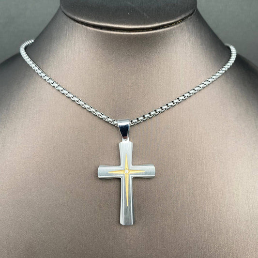 CZ Inlaid Cross Pendant