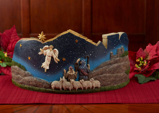3 Kings Lighted Panorama Nativity Gold Frankincense Myrrh