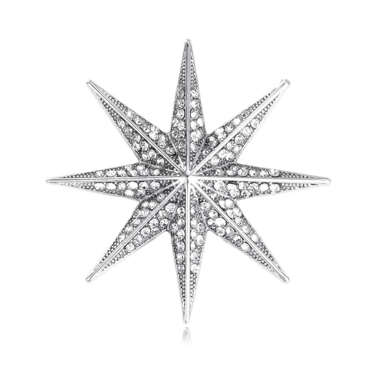 Star Alloy Rhinestone Brooch