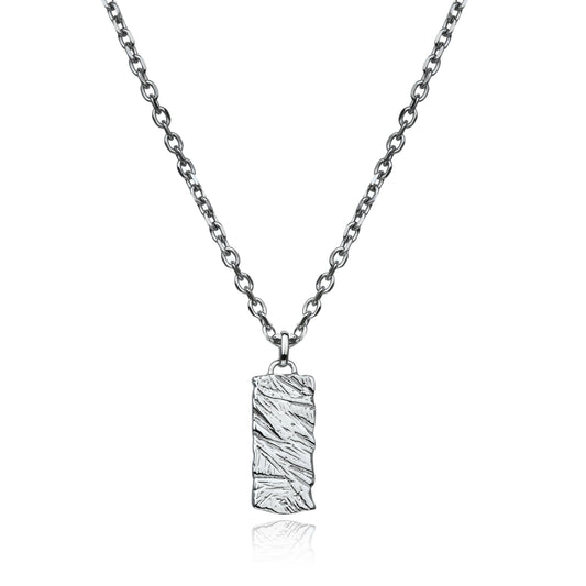 Scratched Tag Pendant Necklace