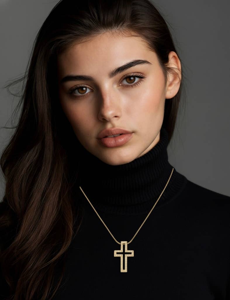 Gold Lumière Cross Pendant