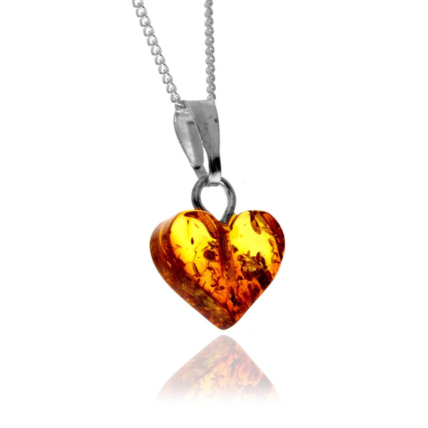 Genuine Tiny Baltic Amber Carved Heart Shape Pendant