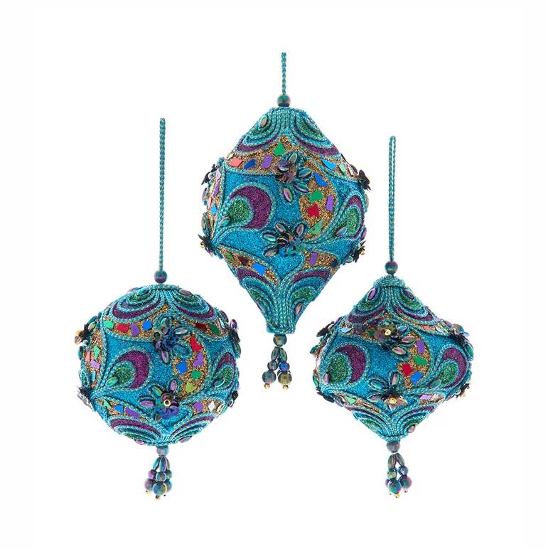 Peacock Finial & Ball Ornaments