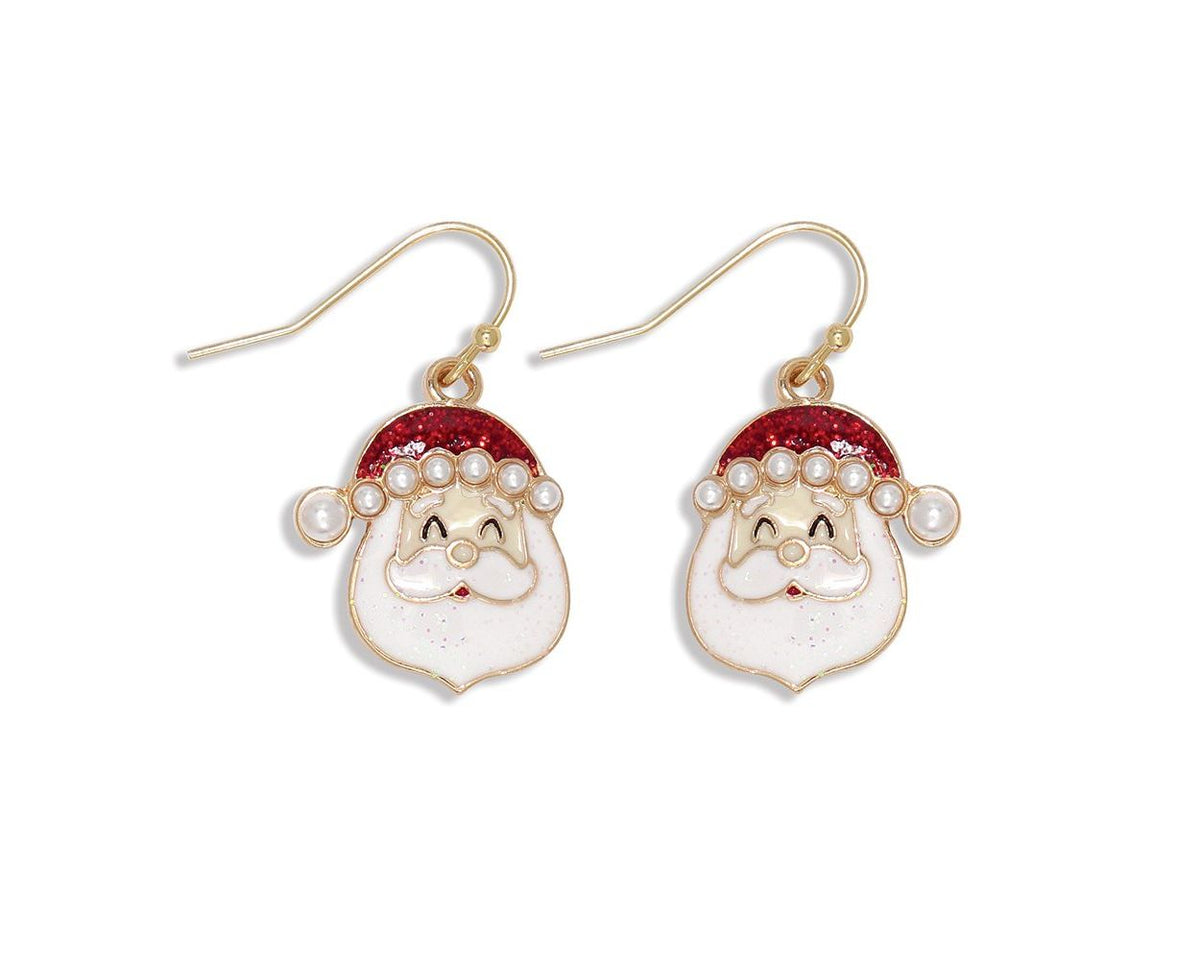 Earrings-Santa Heads W Pearl Cap