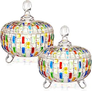 Covered Multi Color Footed Bowl Clearance