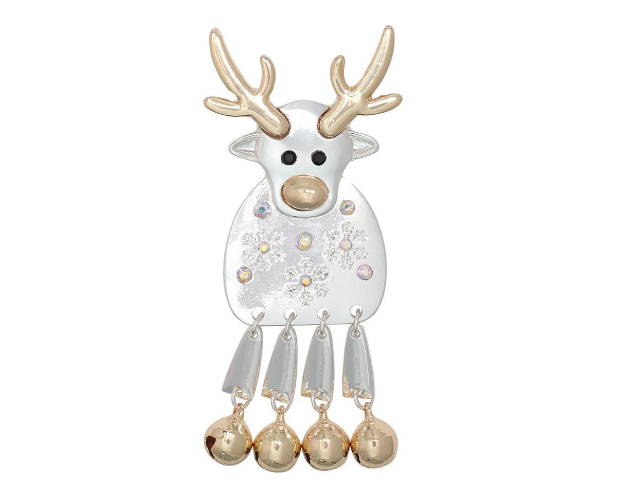 Pin-Slvr & Gld Reindeer W Dangle Le