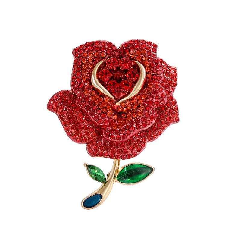 Rose Rhinestone Alloy Brooch