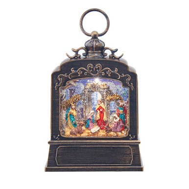 9.45" LED Swirl Glitter Nativity Lantern