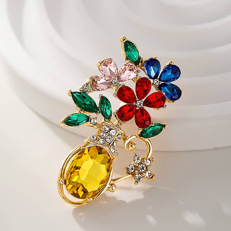 Floral Rhinestone Pin