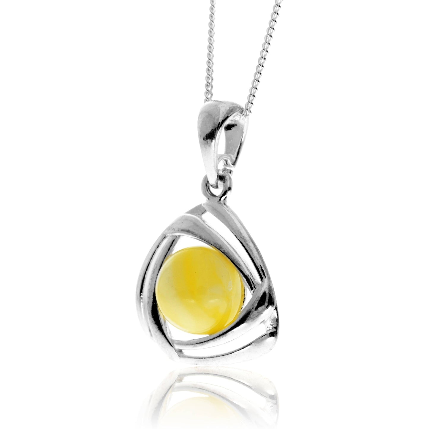 925 Sterling Silver & Genuine Baltic Amber Celtic Pendant