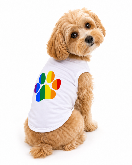 Rainbow Paw Pride Dog Shirt | Stretch Pet Tee