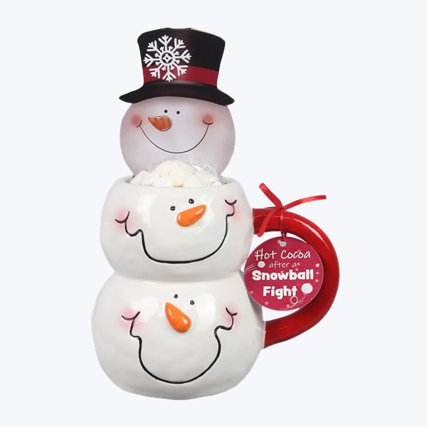 Ceramic Snowman with Mug and Mix