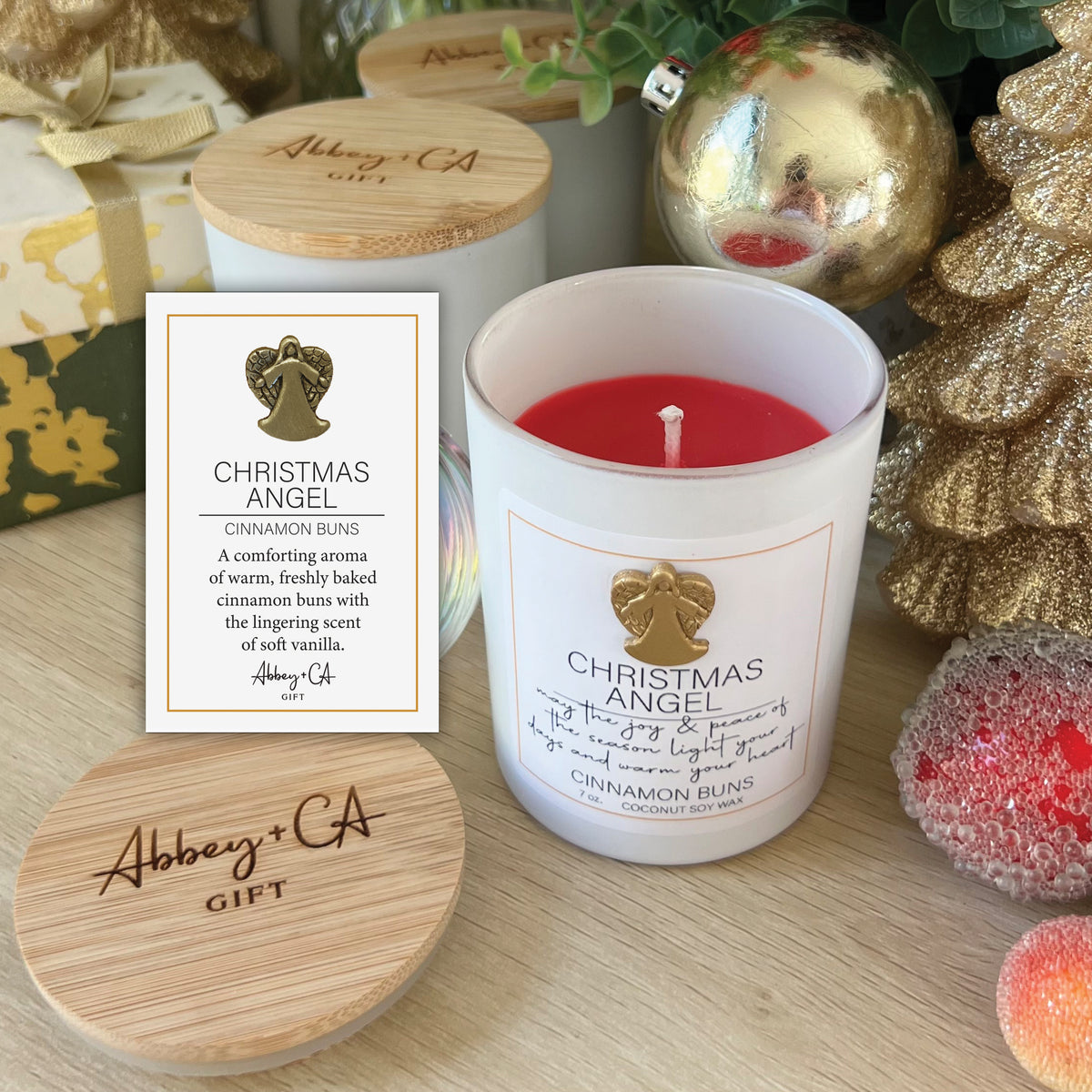 Christmas Angel Cinnamon Buns 7 Oz Red Candle