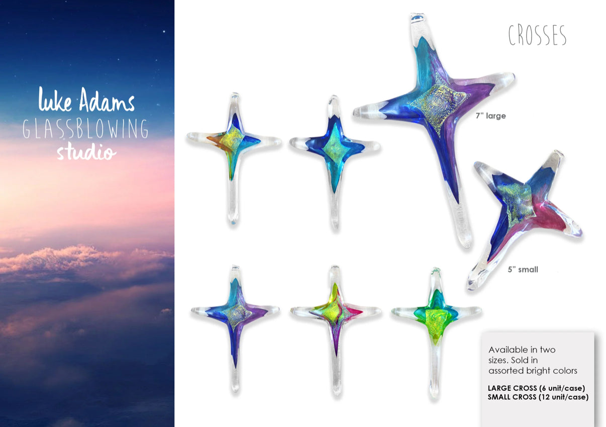 7" Large Glass Cross - Assorted