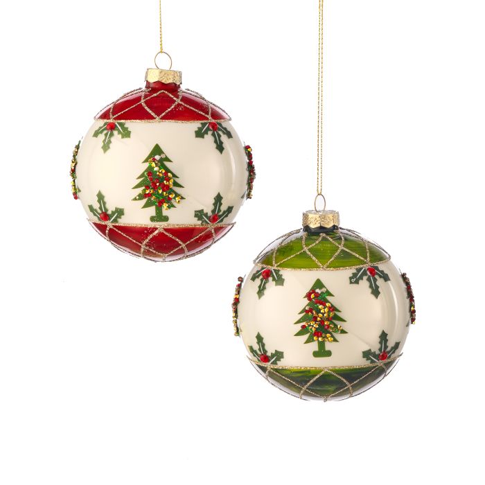 4" Glass Tree W/Berry Ball Ornament