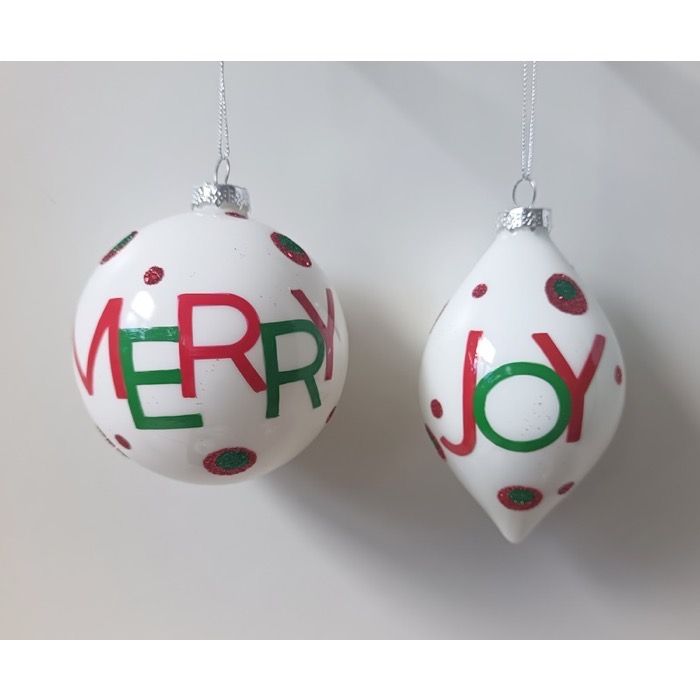 4-5.5" Glass "Joy/Merry" Ornament