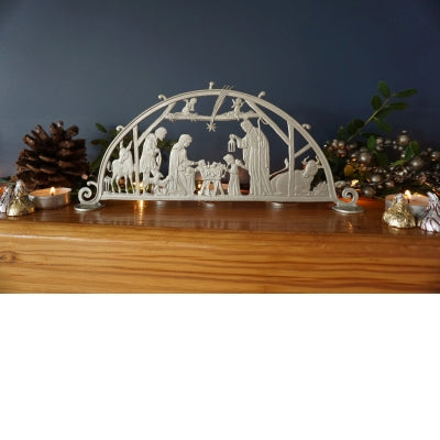 Standing Silver Enamel Nativity Scene