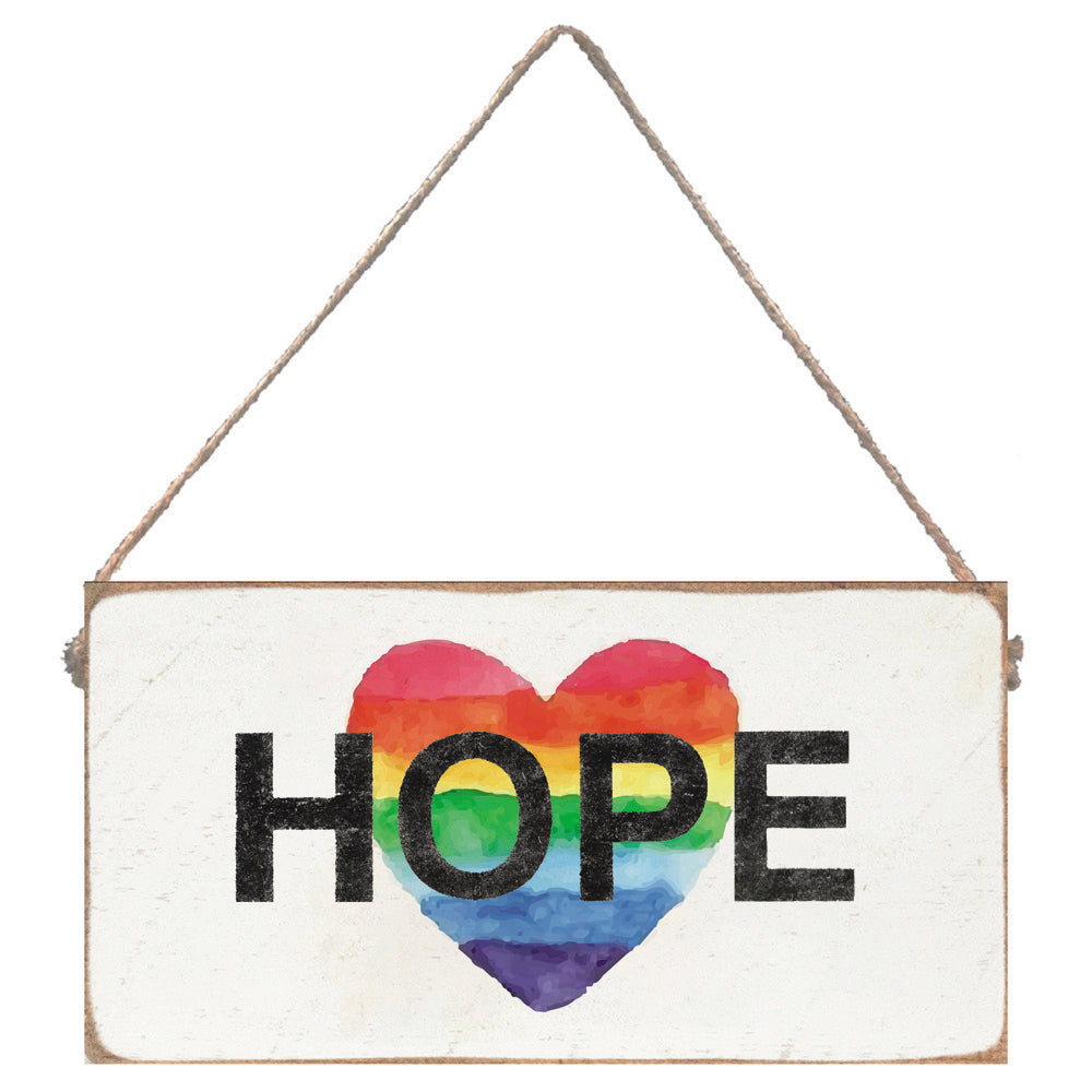 Rainbow Hope Heart Twine Sign