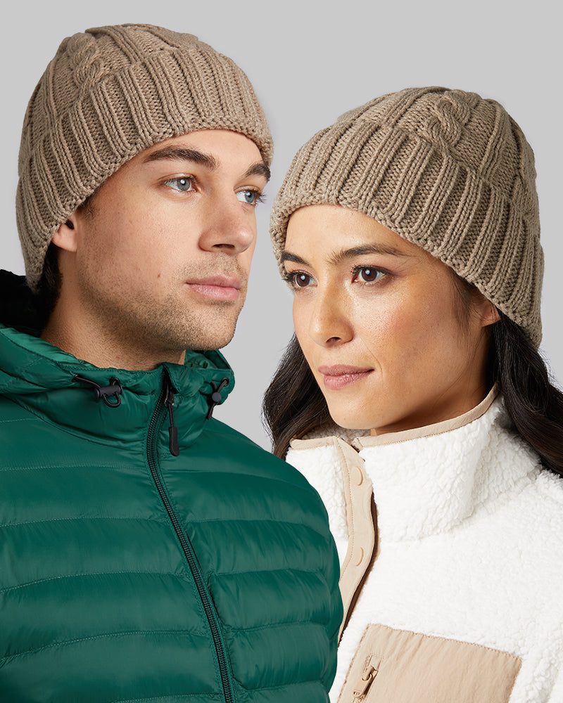 Cable Knit Beanie - Dark Tan