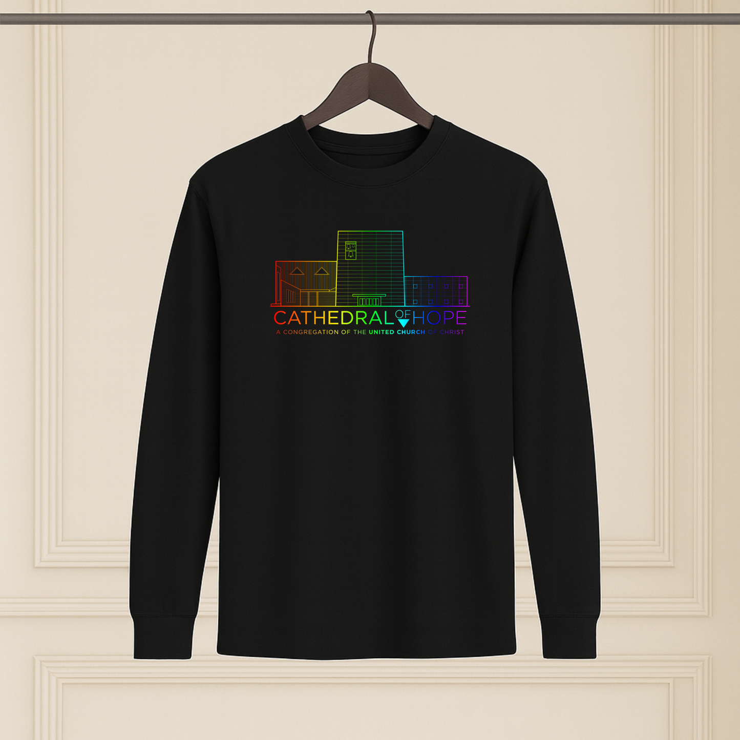 Gradient Rainbow Logo LS Black Tee
