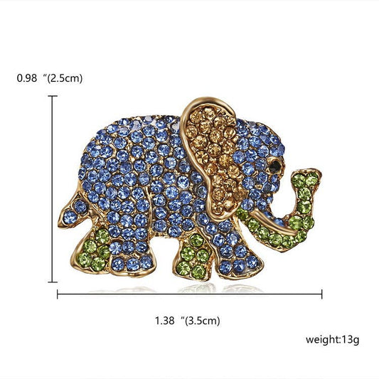 Rhinestone Elephant Brooch