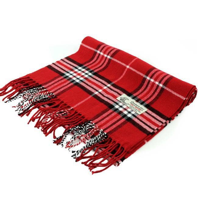 Red Plaid Cashmere Feel Scarf