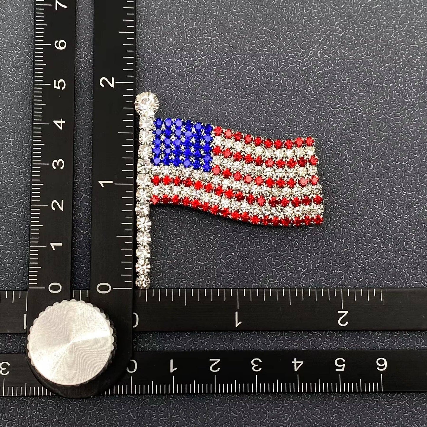 Rhinestone American Flag Brooch